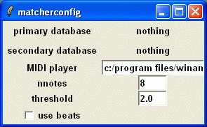 matcher configuration window